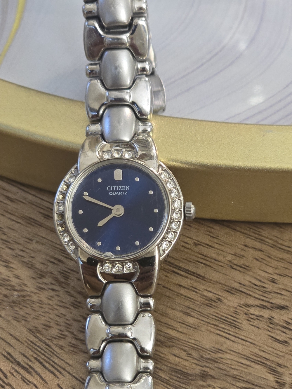 Citizen Quartz Women's Silver Watch with Blue Dial